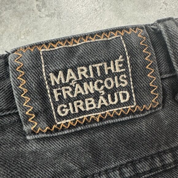 VTG 90s Marithe Francois Girbaud Denim Shorts Mens 40 Black Baggy Hip Hop Goth - Picture 2 of 9